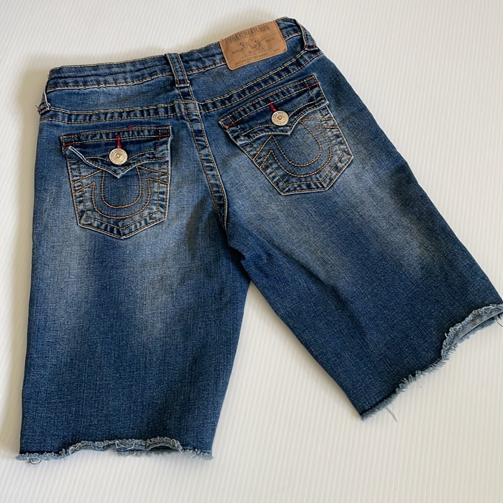 True Religion cut off denim jean shorts, jorts . Girls size 10